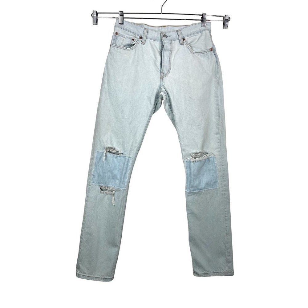Levis 501 button fly knee patch distressed big E sz 28